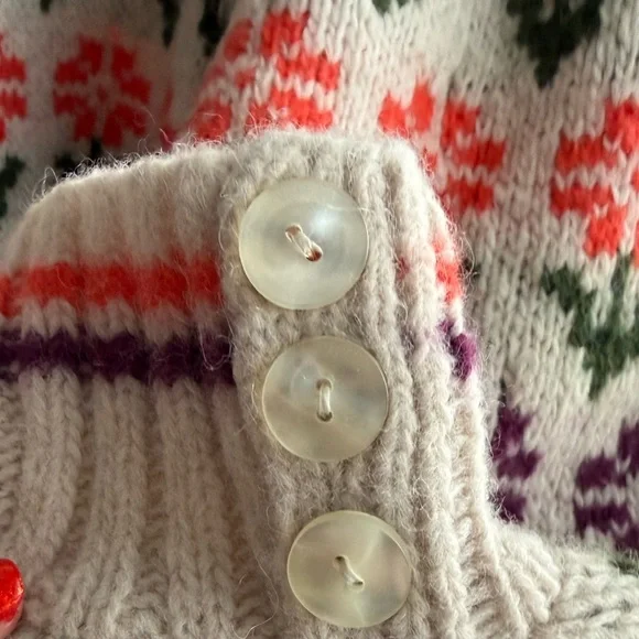 NWT Free People Frills Sweater Cottagecore Bohemian Floral Boho Collar Medium - Picture 3 of 9